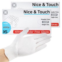 나이스앤터치 식품용 니트릴장갑 화이트 XS, 100개, 2개