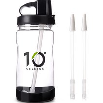10도씨 빨대물통 1L + 빨대 2p, 블랙