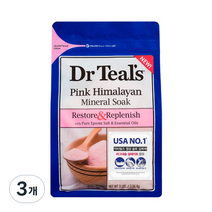 닥터틸즈 핑크 히말라얀 미네랄 소크 위드 퓨어 엡섬 바디솔트, 1.36kg, 3개