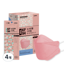 CLEANWELL 뉴크린웰 황사방역용마스크 대형 KF94, 30개입, 4개, 핑크