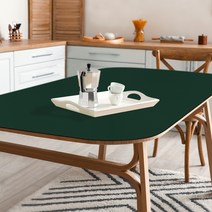 어나더 양면 가죽 방수 식탁보 모서리 라운딩 5mm, 블랙 + 그린, 70 x 120 cm