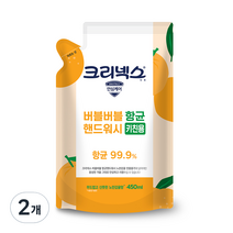 크리넥스 버블버블 핸드워시 키친용 노란감귤향 리필, 450ml, 2개