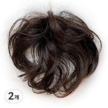 센스모드니 여성용 인모 웨이브 정수리 뽕 부분가발, 2개, 자연갈색