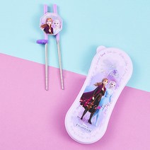릴팡 겨울왕국2 스텐 교정용 젓가락 와이드 + 케이스 2단계 세트, 혼합색상, 1세트, 젓가락+케이스