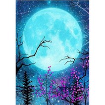 밀스턴 비즈 DIY 5D 보름달 보석십자수 인테리어 세트, 혼합색상, 1세트