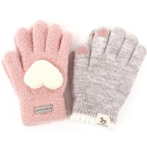 라프롬나드 아동용 러브 하트 니트 장갑 2종 세트