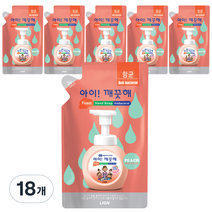 아이깨끗해 향균 거품 핸드 솝리필 모이스처라이징 복숭아향, 200ml, 18개