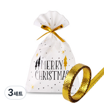 인디케이 크리스마스 opp 비닐봉투 중 모던 눈꽃 트리 50p +메탈릭 리본 3m 5p, 3세트