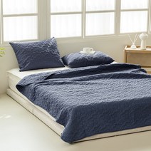 더자리 항균 마이크로 누빔 이불 앤 스프레드, 밀키네이비