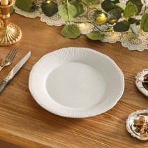 윤도자기 순백 원형 접시 25cm, 화이트