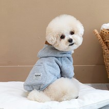 펫츠랜드 데일리 기모 후드 강아지 점퍼, 그레이