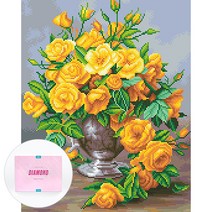 디클레어 액자 캔버스형 보석십자수 DIY 키트 40 x 50 cm, 노란 장미, 1세트