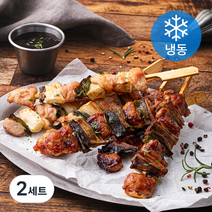 플레잇 국내산 파닭꼬치 + 숯불데리양념소스 세트 (냉동), 300g, 2세트