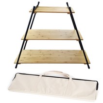 REDKOCO 뱀부 3단 선반 쉘프 스틸프레임 + 가방, 네추럴, 1개