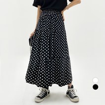 바블링브룩 도트 캉캉 밴딩 롱 스커트