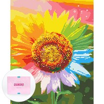 디클레어 액자 캔버스형 보석십자수 DIY 키트 40 x 50 cm, 1세트, 무지개바라기