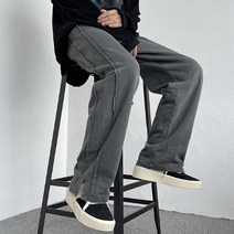 유니블랙 빈티지 라인 와이드 밴딩 팬츠
