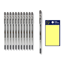 동아 3ZERO 펜 0.38mm 12p + 투코비 스티키 메모패드 노랑 세트, 흑색, 1세트