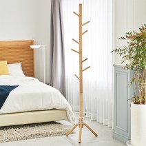 오션웰리빙 원목 스탠드행거 + 수납바구니, 내추럴 우드(행거), 화이트(바구니)