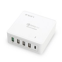 아이논 QC3.0 5포트 USB PD 멀티충전기 IN-UC510P WH, 화이트, 1개