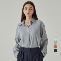 ELLE PARIS 여성용 히든버튼 셔츠 블라우스