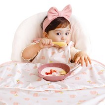 베이비클로 이유식 턱받이 지퍼형 나시, 코끼리핑크, 1개