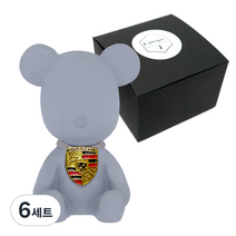 라띠크제이 엠블럼 베어 차량용 방향제 포르쉐 그레이 + 리필 베이비파우더 5ml, 6세트