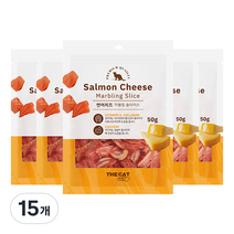 더캣 마블링 슬라이스 고양이 간식 50g, 연어 + 치즈 혼합맛, 15개