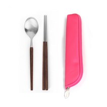 골든벨금속 메이플 수저 + 수저집 세트, 수저(단일색상), 수저집(핑크), 1세트, 수저+수저집