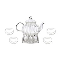 삼호유리 스트라이프 내열유리 티포트 세트 SH teapotset-1, 1세트, 티포트 + 티워머 + 원형잔 4p