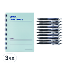 투코비 코마 스프링 라인노트 + 제트스트림 볼펜 흑색 0.38mm 10p 세트, 스카이(노트), 3세트
