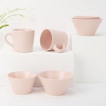 블룸엣홈 스트리샤 식기 세트 6p, 미스티로즈, 공기 2p + 대접 2p + 머그컵 2p