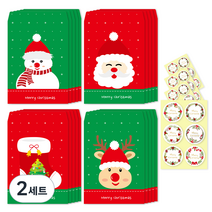 크리스마스 디자인 각대봉투 중 4종 x 5p + 원형 화관 스티커 A타입 6종 x 4p 세트, 눈사람 2종, 양말, 루돌프, 2세트