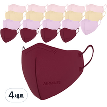 에어뮤즈 슬림핏 숨쉬기 편한 새부리형 마스크 L 4종 x 5p, 4세트, 블라썸핑크, 리얼라벤더, 스킨베이지, 까멜리아버건디