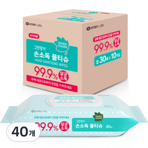 그린핑거 손소독 물티슈 캡형, 30매, 40개