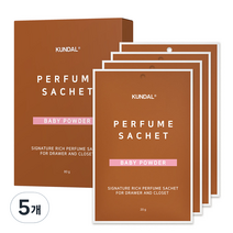 쿤달 시그니처 리치 퍼퓸 옷장 방향제 베이비파우더 4p, 80g, 5개, 파우더/비누향