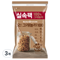 마켓오네이처 오그래놀라100 플레인 시리얼, 500g, 3개