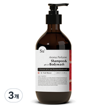 수오가닉 퍼퓸 아로마 샴푸 바디워시 프루트샤워, 1000ml, 3개