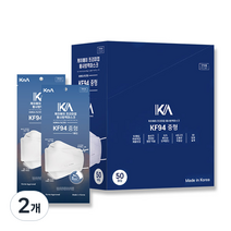 케이에이 프리미엄 황사방역 마스크 중형 KF94 화이트, 50개입, 2개