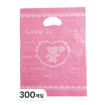 팩스타 펀칭 비닐 포장봉투 가로 25cm x 세로 35cm PE25, 핑크곰, 300개입