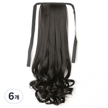메이리앤 웨이브 포니테일 스트랩 부분 가발 48cm, 다크 브라운, 6개