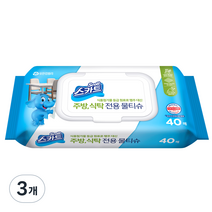 스카트 주방 식탁 전용 물티슈 40매, 3개