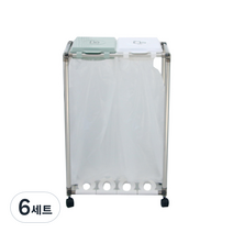 리빙해피 클링 분리수거함 2P, 피스타치오 + 화이트, 6세트