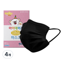 마이데이즈 일회용 컬러 키즈 덴탈마스크 소형, 20개입, 티타늄 블랙, 4개