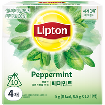 립톤 허브티 페퍼민트 10티백, 8g, 4개