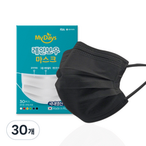 마이데이즈 MB필터 레인보우 일회용 컬러 덴탈 마스크 중형 M, 3개입, 30개, 티타늄 블랙