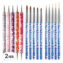 메이브라운 추천 도트봉 5종 + 아크릴붓 5종 + 세필붓 5종 세트, 2세트, 혼합색상