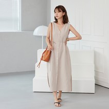 비나인 치고 린넨 민소매 롱 원피스
