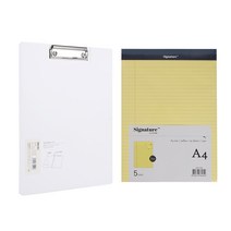 델리 린피니 커버 클립보드 A4 72500 + 시그니처 리갈패드 옐로우 A4 5p, 화이트, 1세트