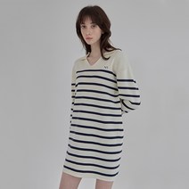 나인 케이트 스트라이프 오픈 카라 원피스 OP-6034